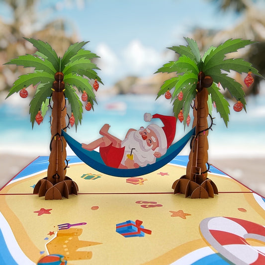 Colorpop Up Card Santa On The Beach In Hammock