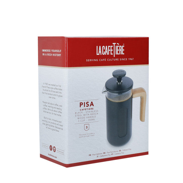 Lc Pisa 3 Cup Cafetiere Blk Wood Handle