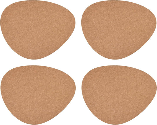 Pebble-Shaped Cork Placemats, Set Of 4, Natural, 38 X 30Cm