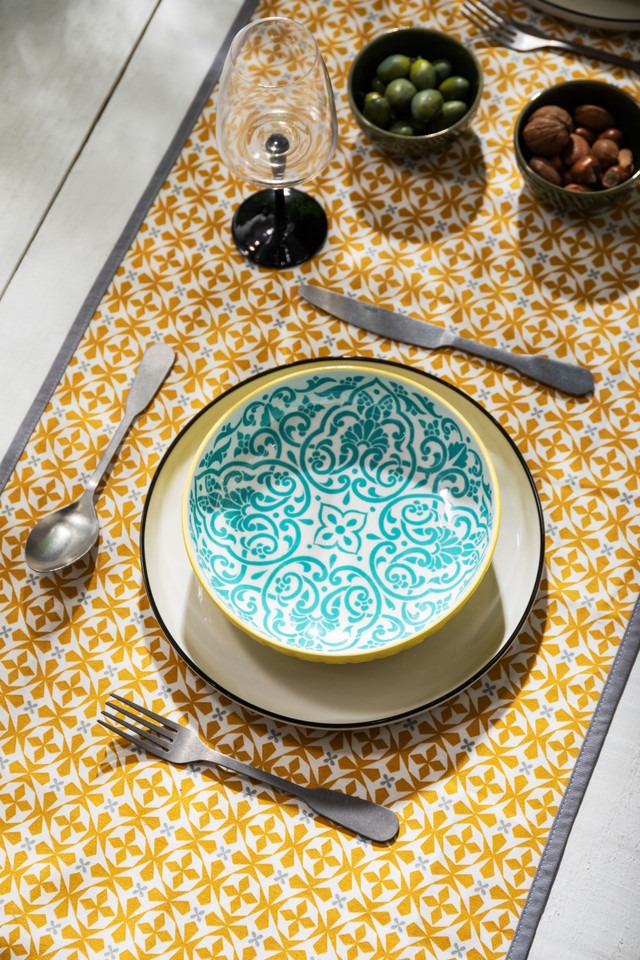 Mikasa Yellow And Blue Geometric Stoneware Bowl, 900Ml, 21 X 5Cm