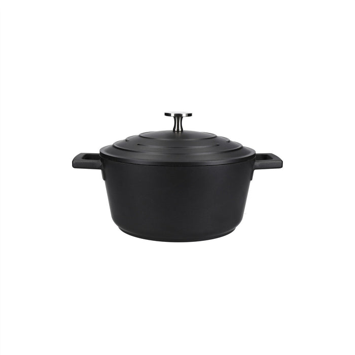 Mastercraft 2.5L Cast Aluminium Casserole Dish With Lid, Black, 20Cm