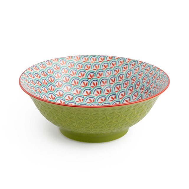 Mikasa Green Blue Geometric Ramen Bowl 21Cm