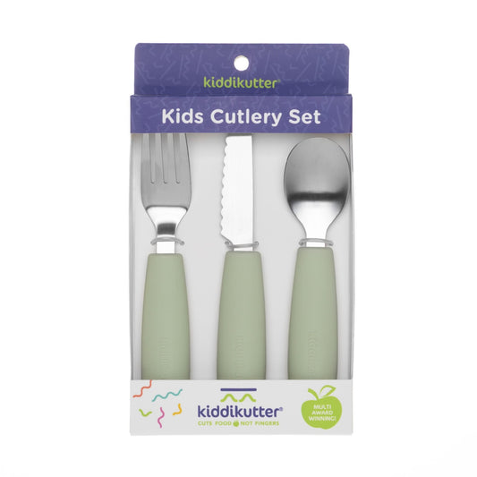 Kiddikutter 3 Piece Cutlery Set Sage