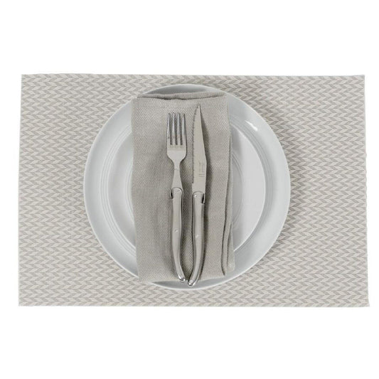 Icon Chef Table Placemats - Set Of 6 Grey Herringbone