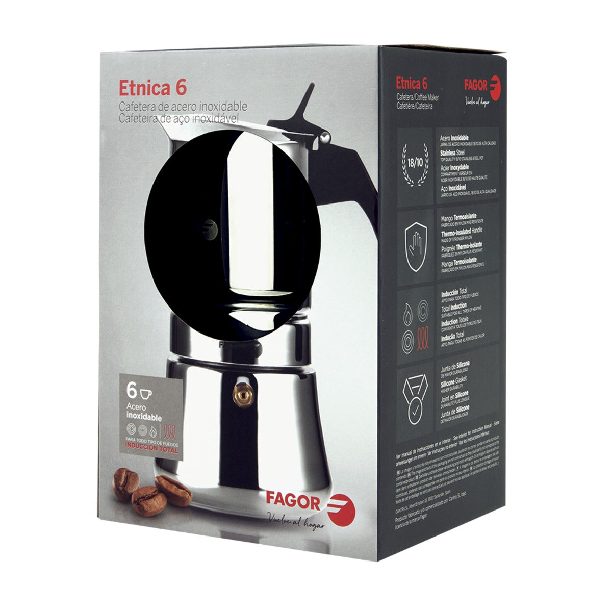 "Fagor" Etnica 6 Cup S/S Espresso Maker