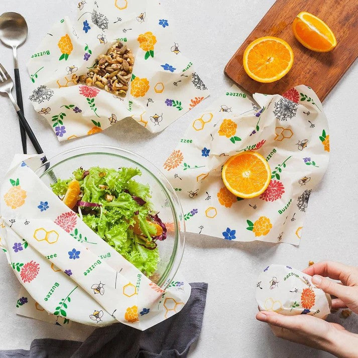 Buzzee 4-pack Beeswax Wraps - Bees At Work