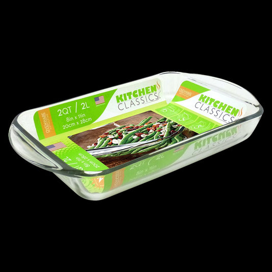 Kitchen 20 X 28Cm Classics Glass Baking Dish Tray Plate 2L Oven Safe