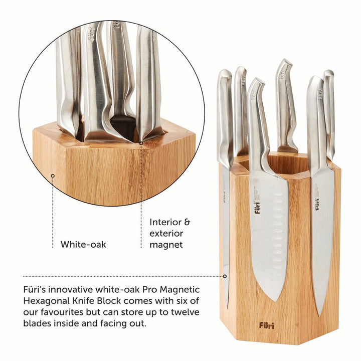 Furi Pro Magnetic Hexagonal Knife Block 7 Piece Set