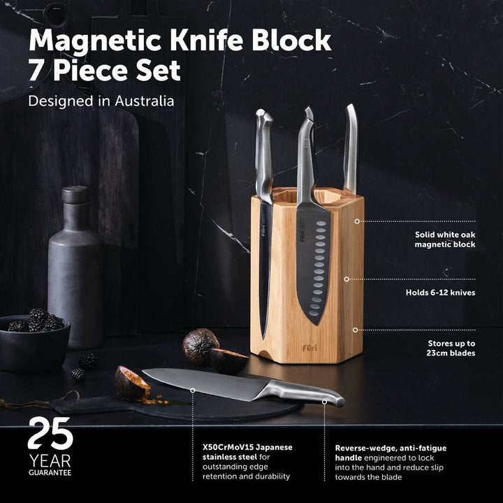 Furi Pro Magnetic Hexagonal Knife Block 7 Piece Set