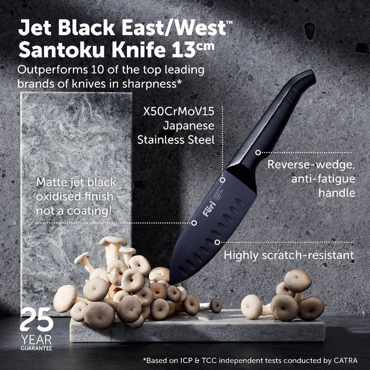 Furi Pro Jet Black East West 13Cm Santoku Knife