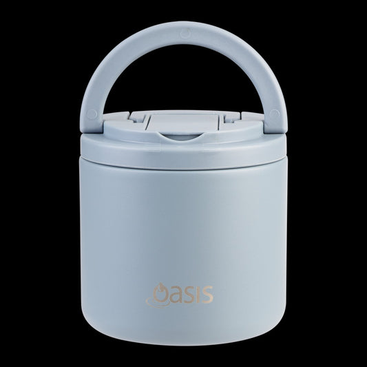 Oasis S/S Double Wall Ins. Food Flask W/ Quick Release Lid & Spork 550Ml (HAZY BLUE)
