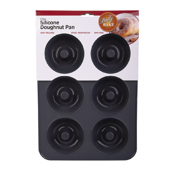 Daily Bake Silicone 6 Cup Doughnut Pan - Charcoal