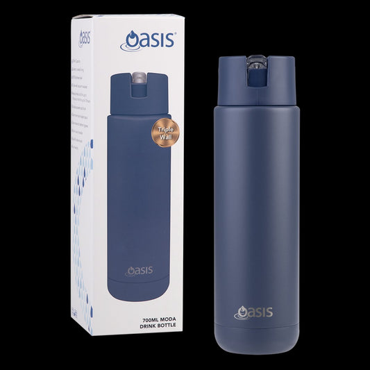 Oasis Ceramic Lined S/S Triple Wall Insulated "Moda" Drink Bottle 700Ml (Indigo)