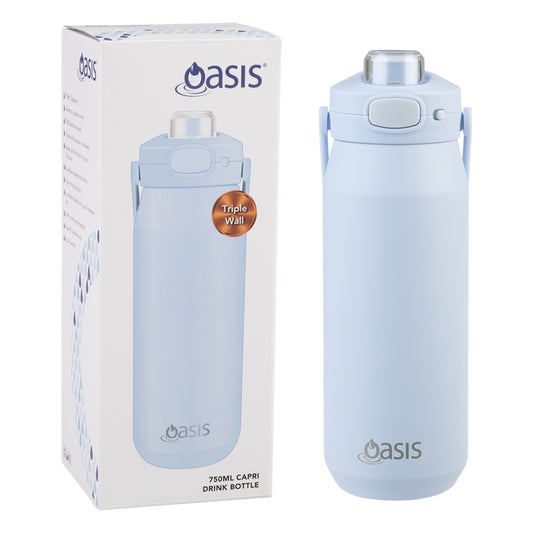 Oasis Ceramic Lined S/s Triple Wall Insulated "capri" Drink Bottle W/ Quick Release Lid 750ml (periwinkle)