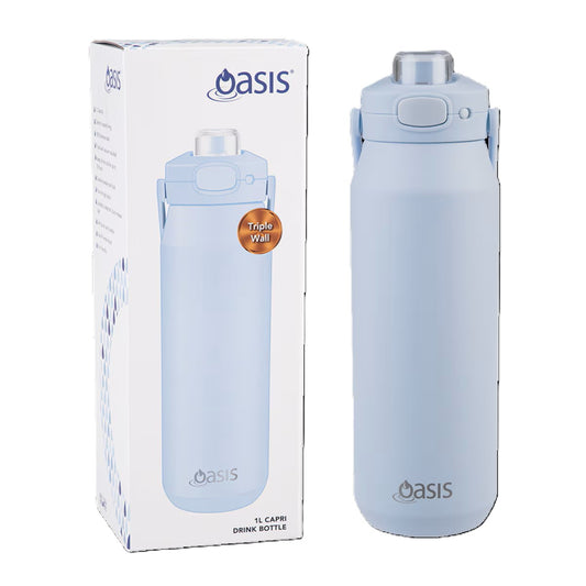 Oasis Ceramic Lined S/S Triple Wall Insulated "Capri" Drink Bottle W/ Quick Release Lid 1L Periwinkle