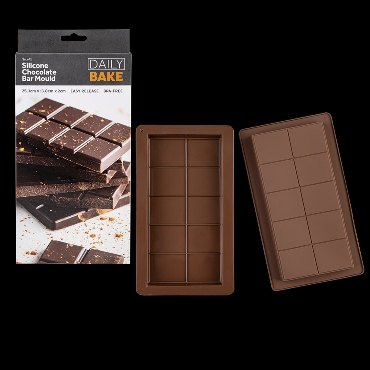 Silicone Chocolate Bar Mould Set 2 (chocolate)