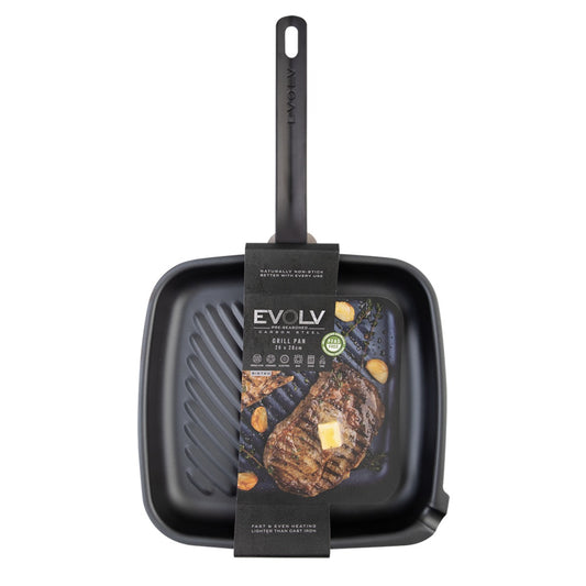 Evolv Pre-Seasoned Carbon Steel GRILL Pan - 26Cm X 28CM