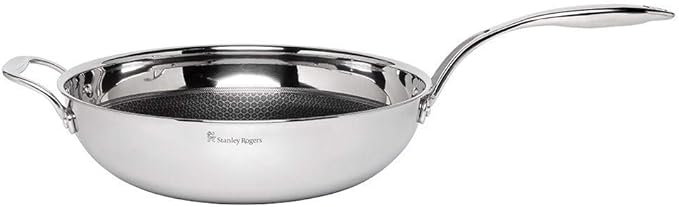 Stanley Rogers 42317 Matrix Try-ply Nonstick Wok 32cm S/steel Suits Induction