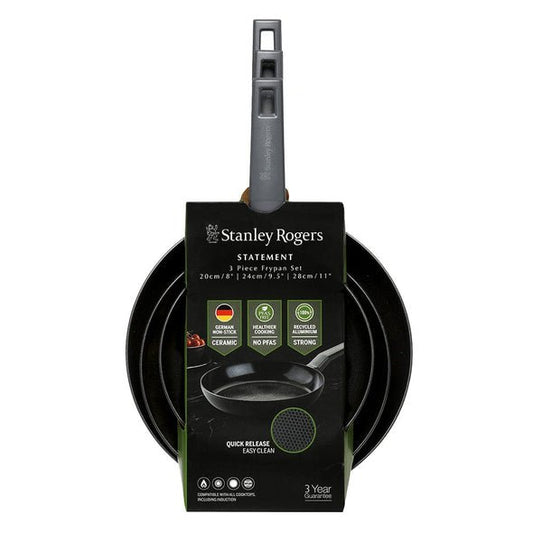 Stanley Rogers Statement 3pc Frypan Set Ceramic Non-stick Recycled Aluminium