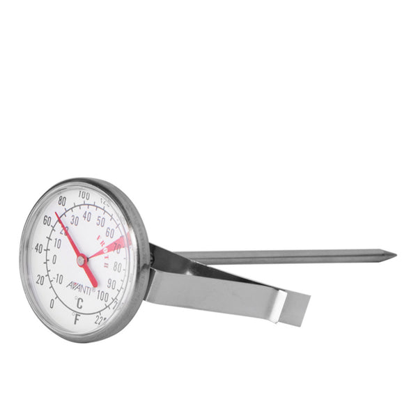 Avanti Stainless Steel 4.4Cm Dial Round Frothing Milk Thermometer W/ Clip Silver