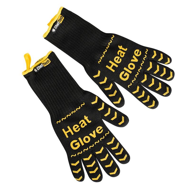 Cheftech Heat Gloves Set Of 2, Black, Resistant To 360C