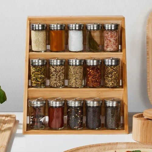 Mw Evergreen Bamboo Spice Rack 16pc Set Gift Boxed