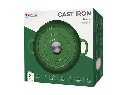 Mw Cast Iron Braiser English Racing Green 27Cm / 3.3L Gift Boxed