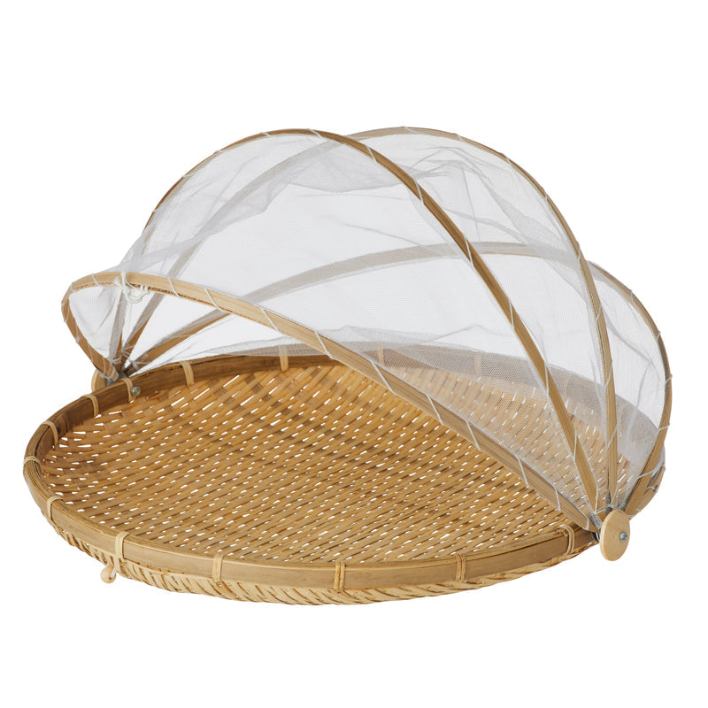 Davis & Waddell Collapsible Mesh Food Cover with Bamboo Tray 42cm