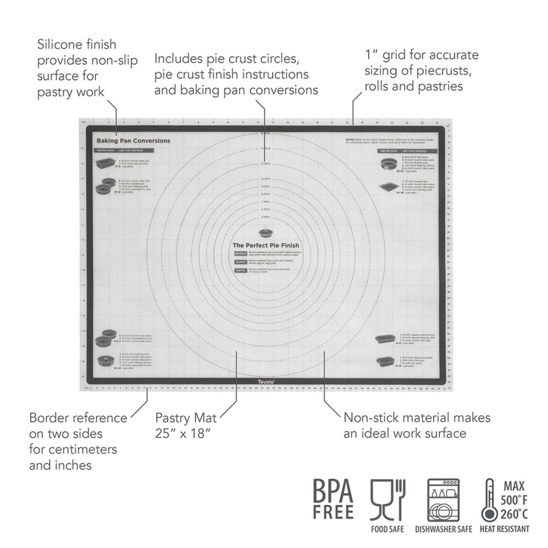 Truebake Silicone Pastry Mat With Reference Marks - Charcoal