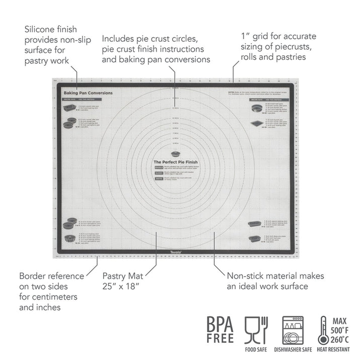 Truebake Silicone Pastry Mat With Reference Marks - Charcoal