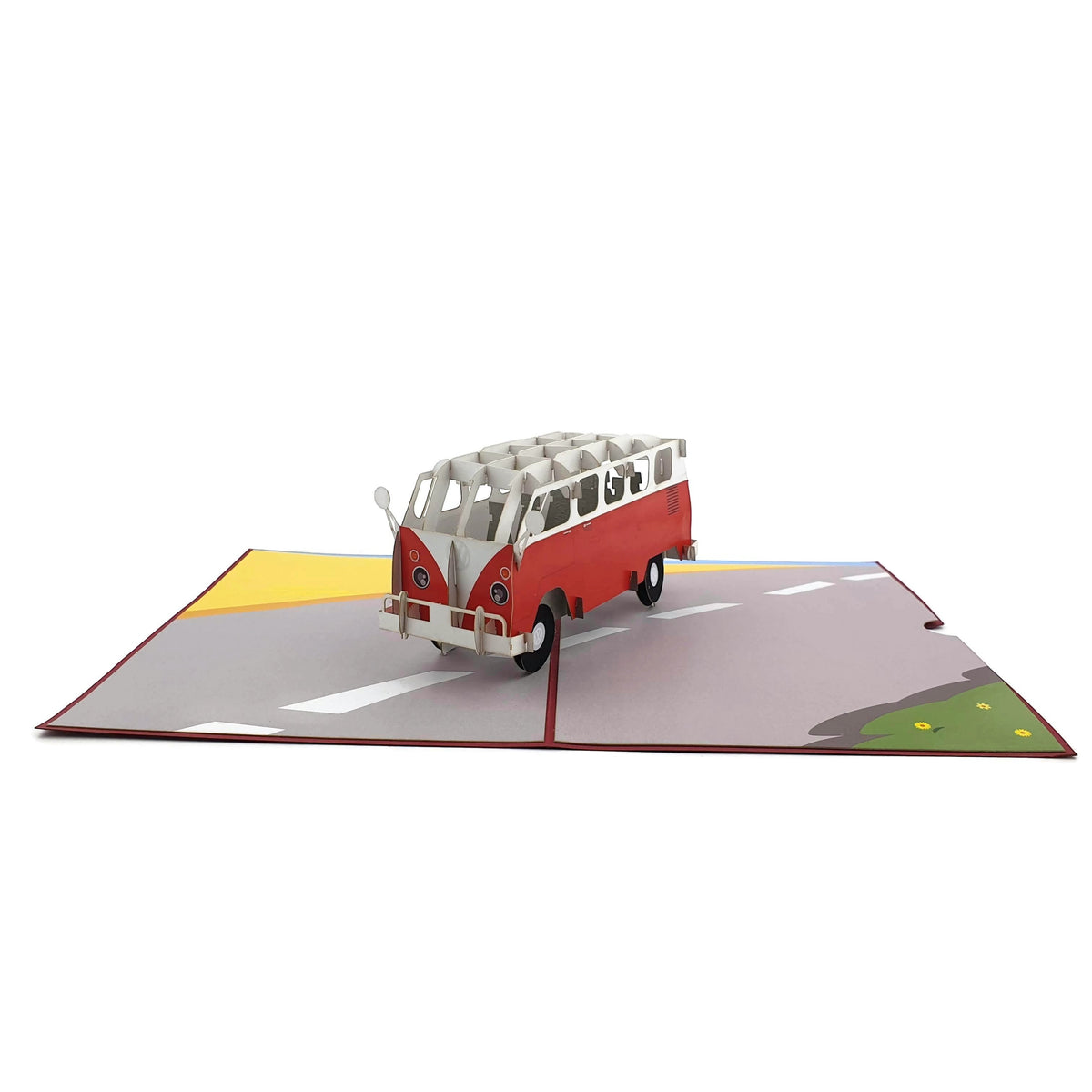 Colorpop Up Card Retro Red Kombi Van