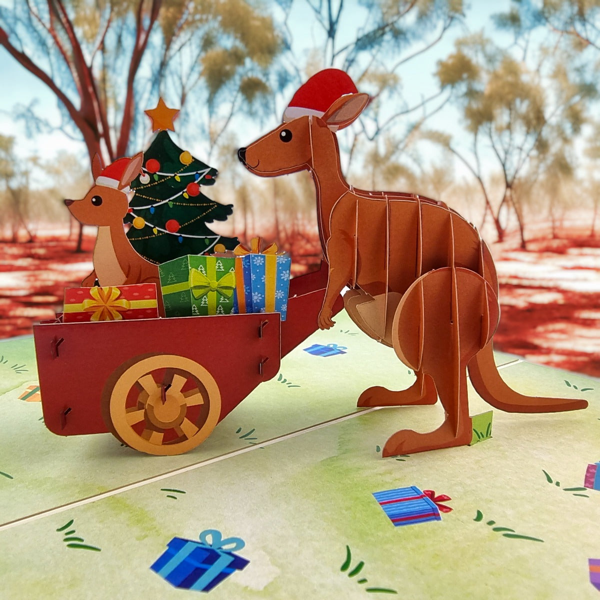 Colorpop Up Card Kangaroo Christmas Delivery