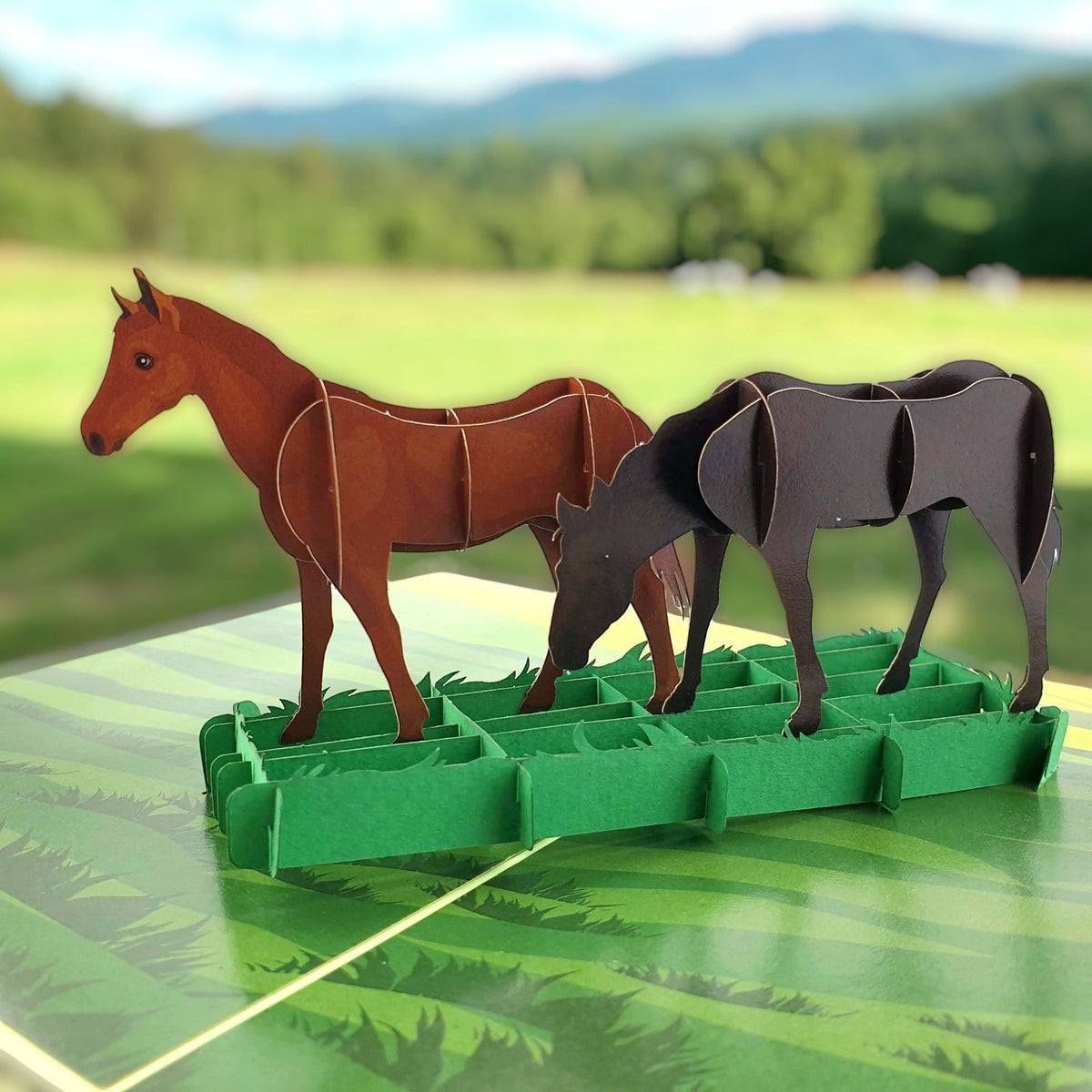 Colorpop Up Card Horses