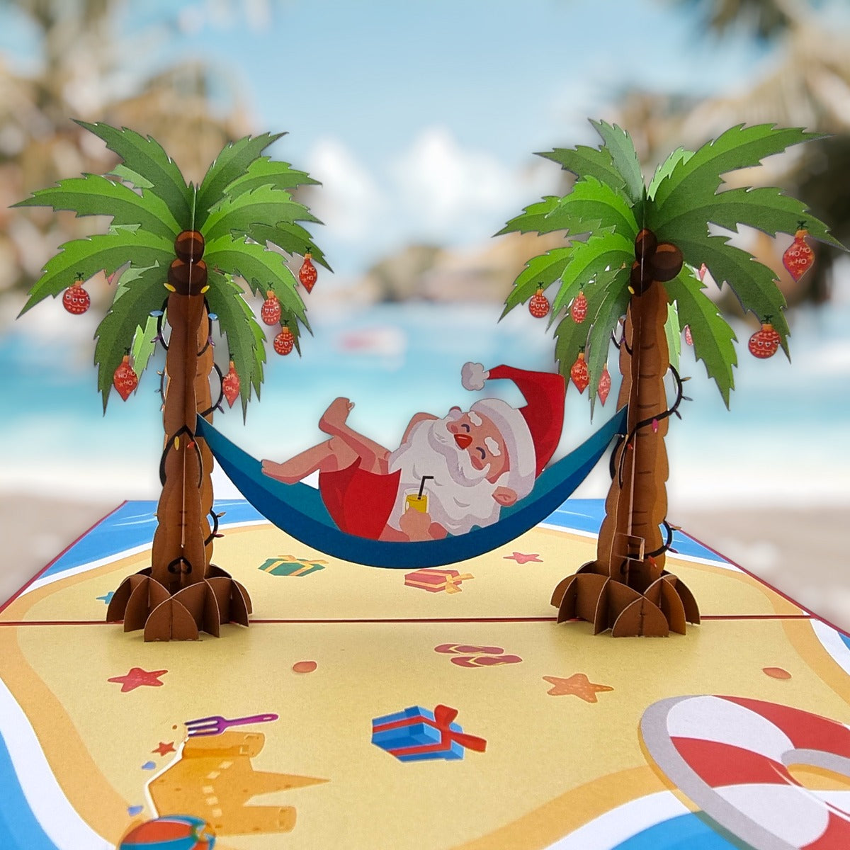 Colorpop Up Card Santa On The Beach In Hammock