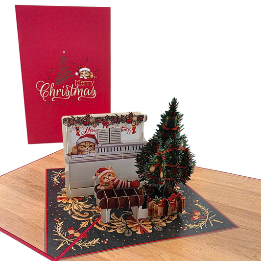 Colorpop Up Card Christmas Piano Kittens
