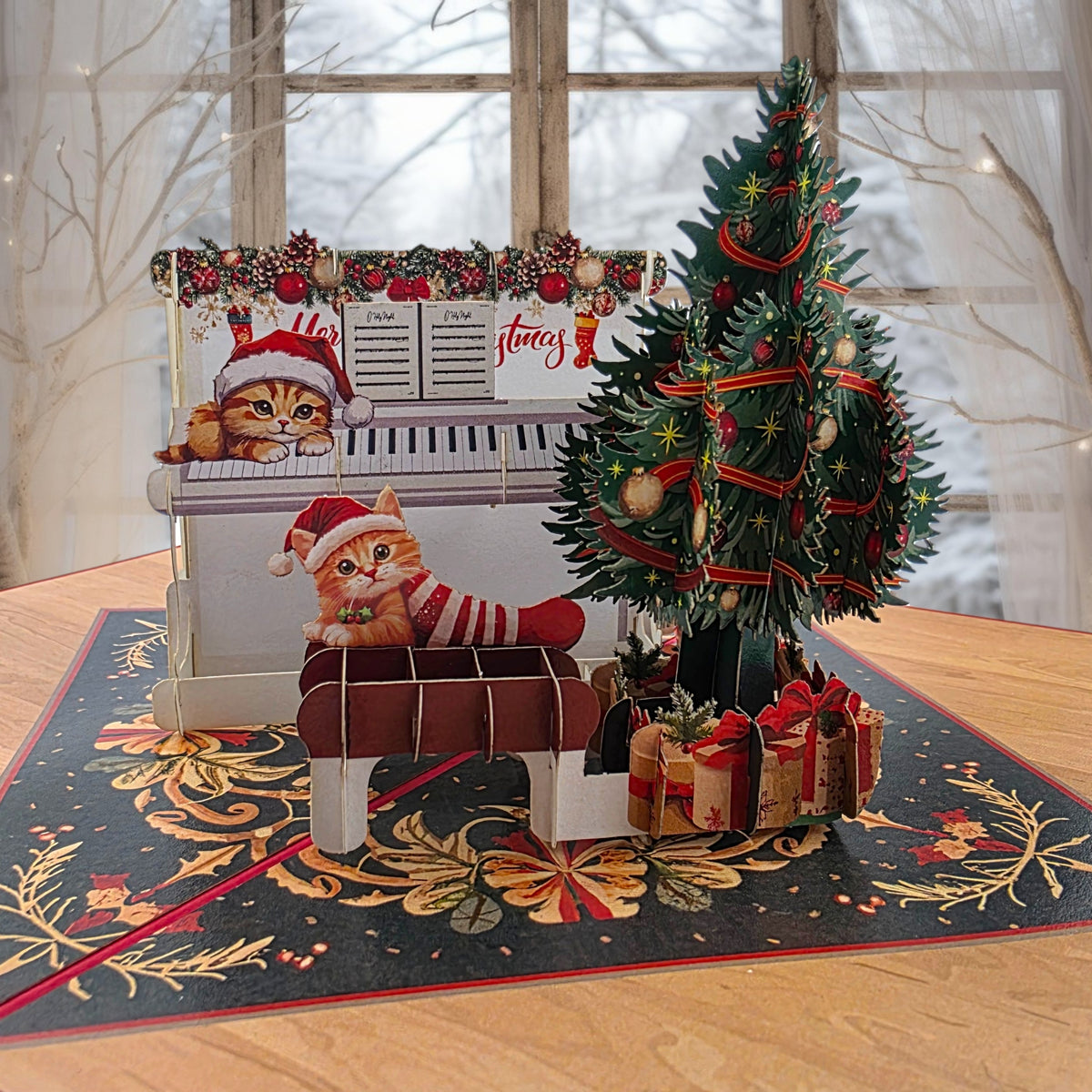 Colorpop Up Card Christmas Piano Kittens
