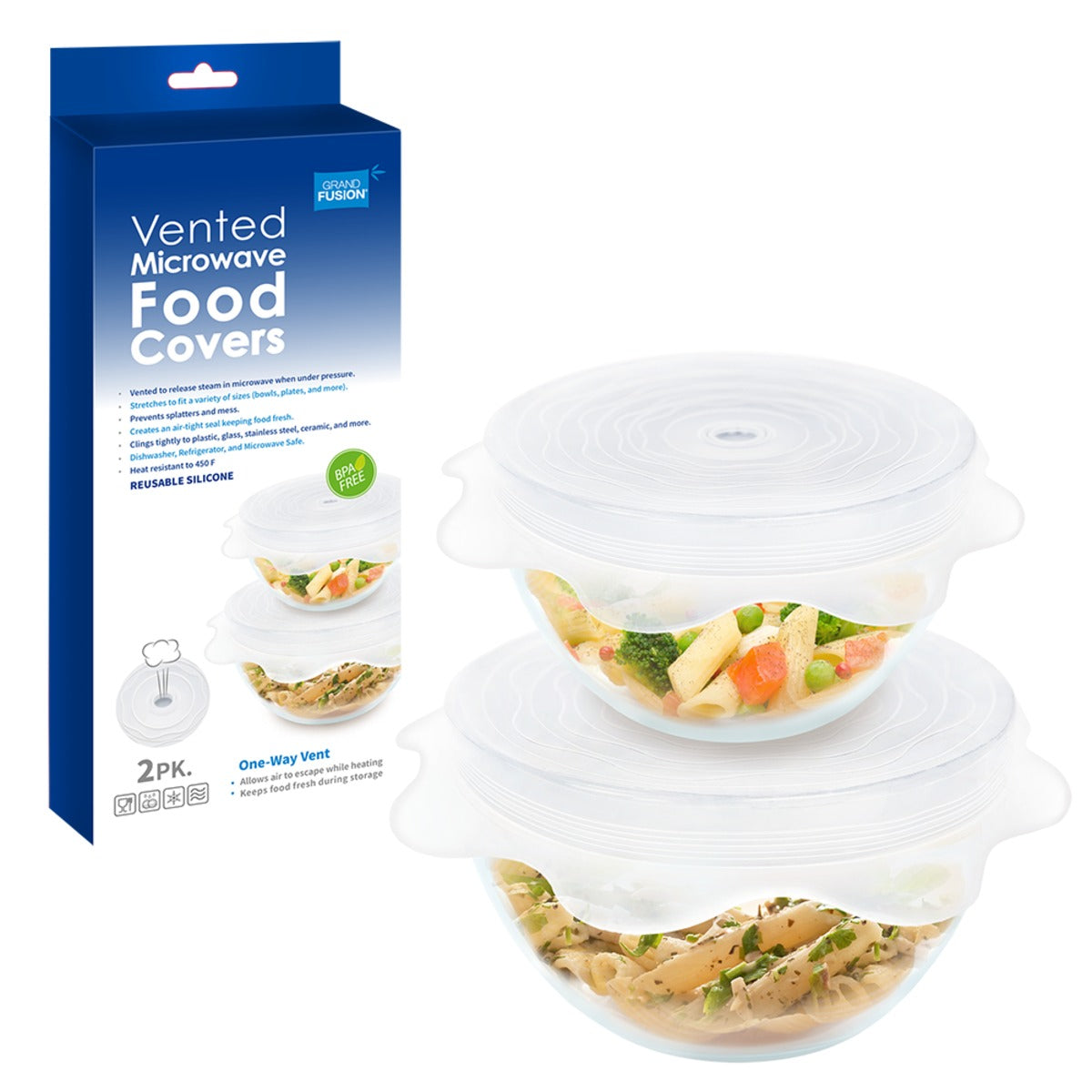 Vented Silicone Microwave Food Covers Set 2