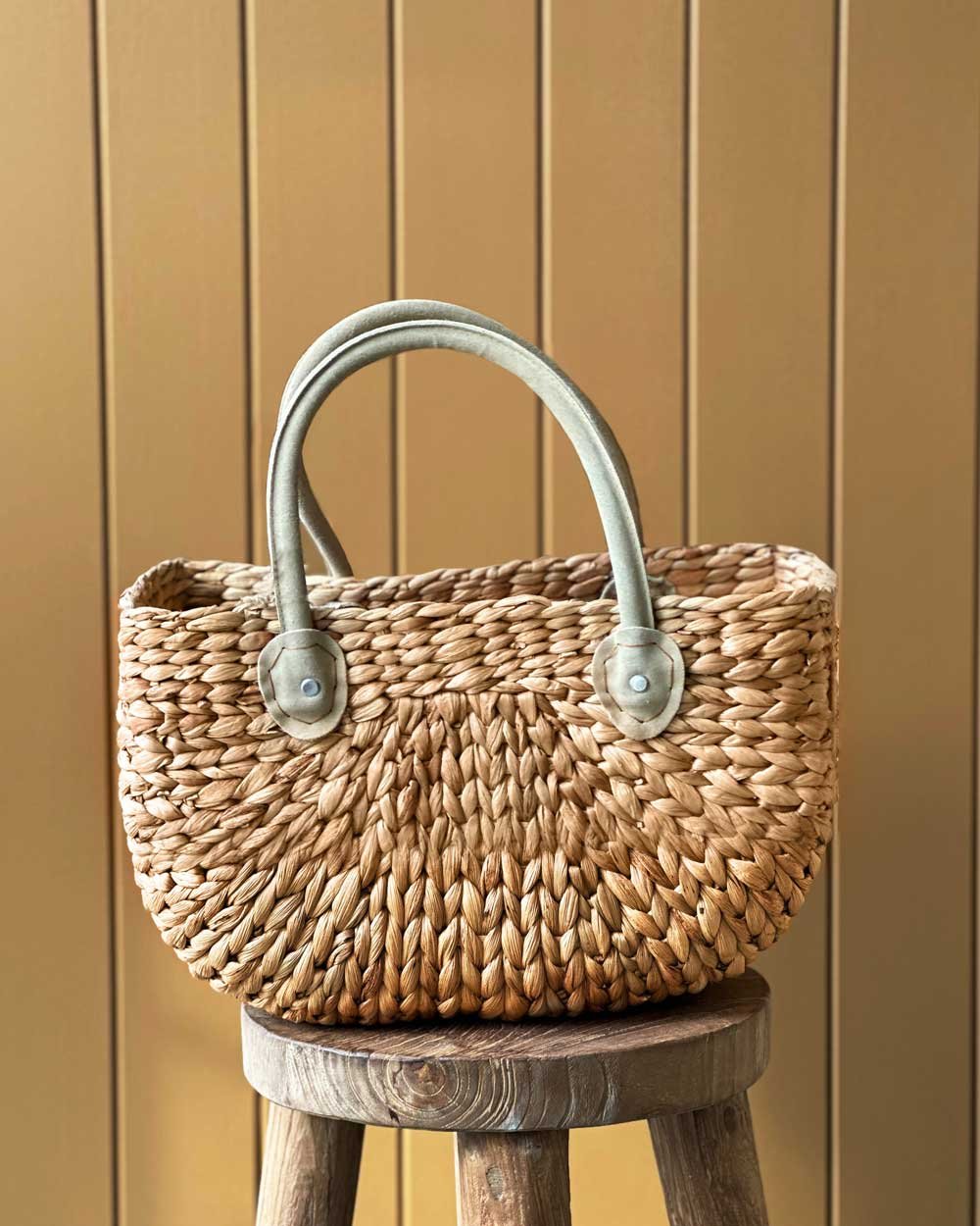 Robert Gordon Forest Green Suede Handle Basket Large