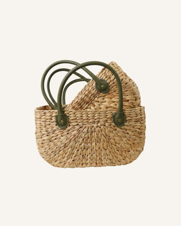 Robert Gordon Forest Green Suede Handle Basket Small