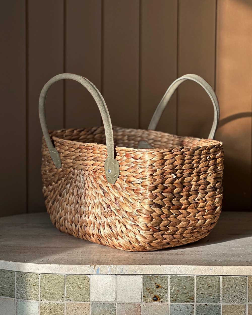 Robert Gordon Forest Green Suede Handle Basket Small