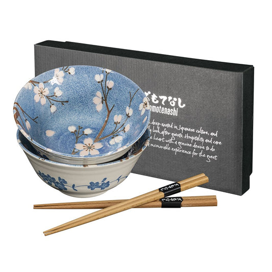 Omotenashi Fujisakura Bowls With Chopsticks - Set Of 2
