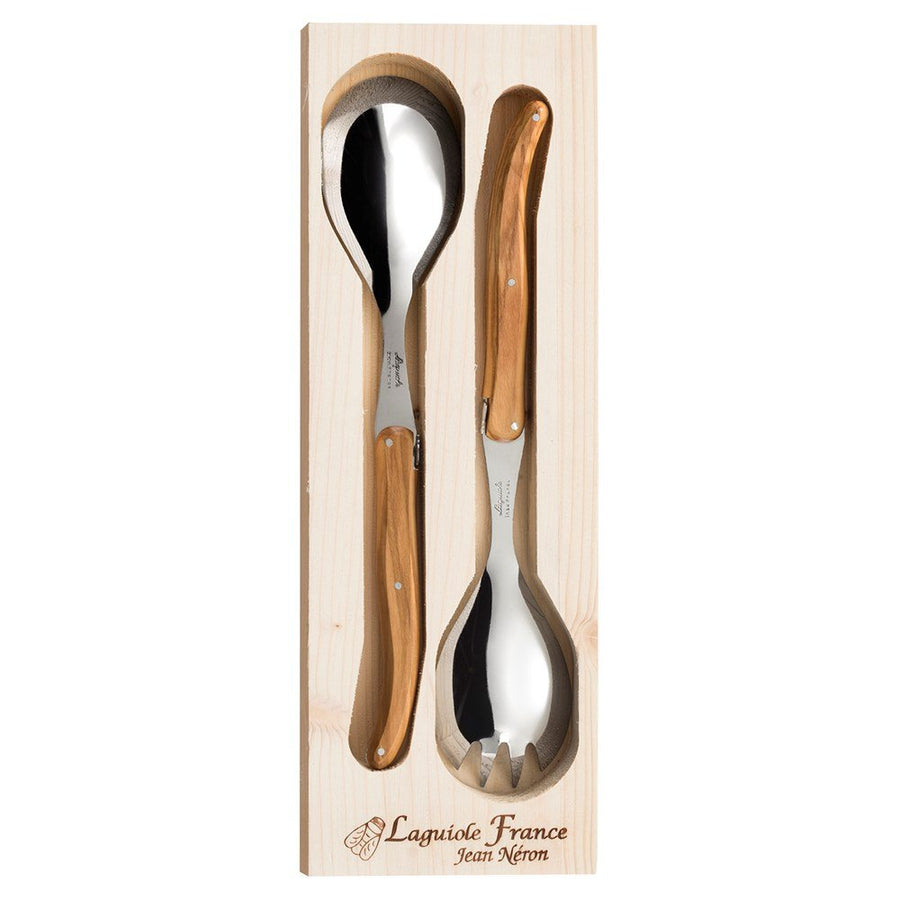 Laguiole Salad Server Set - Olive Wood