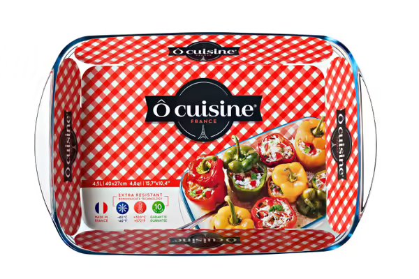 Ocuisine Borosilicate Glass Rectangular Roaster 16 X 10.5-Inch (40,5X27X7 Centimeter) 4.6 Liter