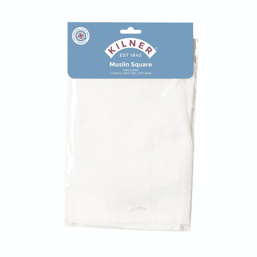 Kilner Muslin Cloth Square, 50x50cm, White, 100% COTTON