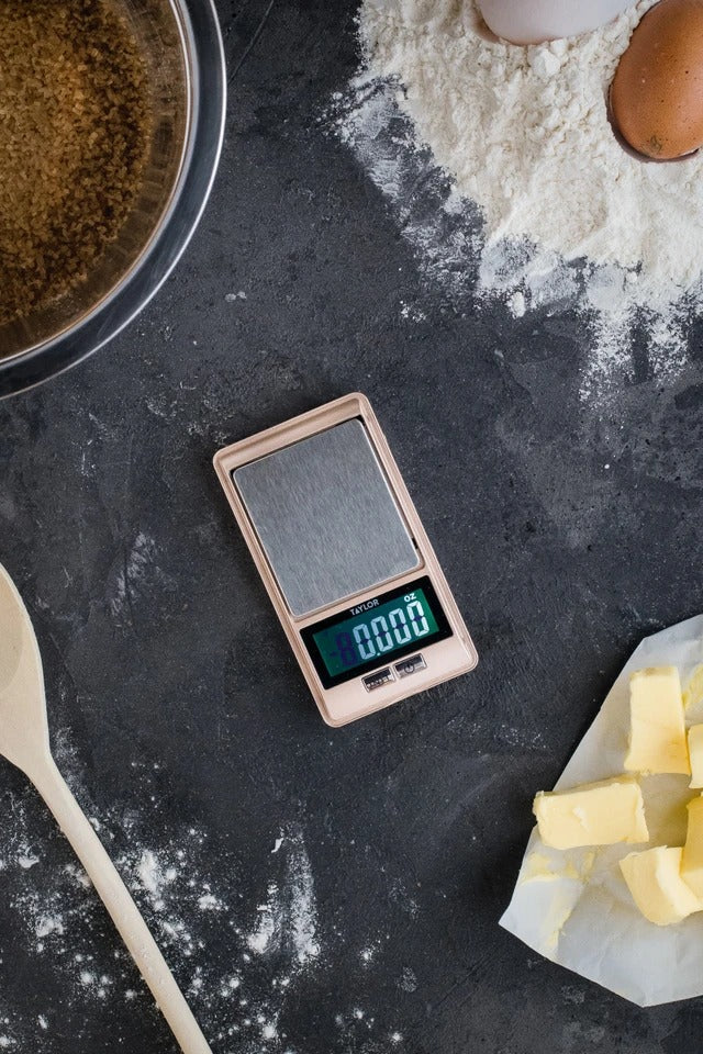 Taylor 0.01G Precision Pocket Kitchen Scales In Gift Box, Plastic / Stainless Steel - Rose Gold