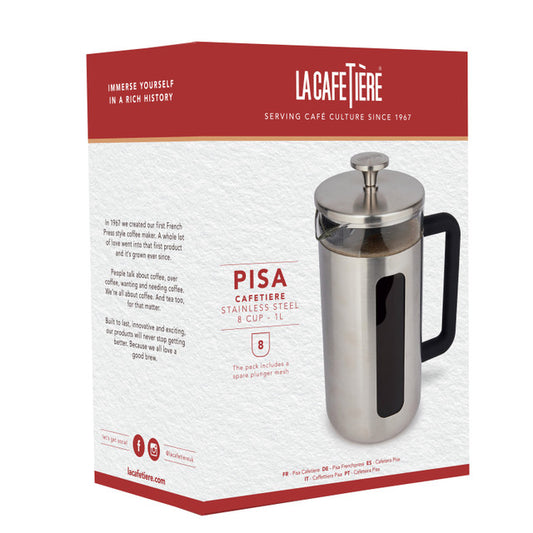 Lc Pisa 8 Cup Cafetiere Brushed Chrome
