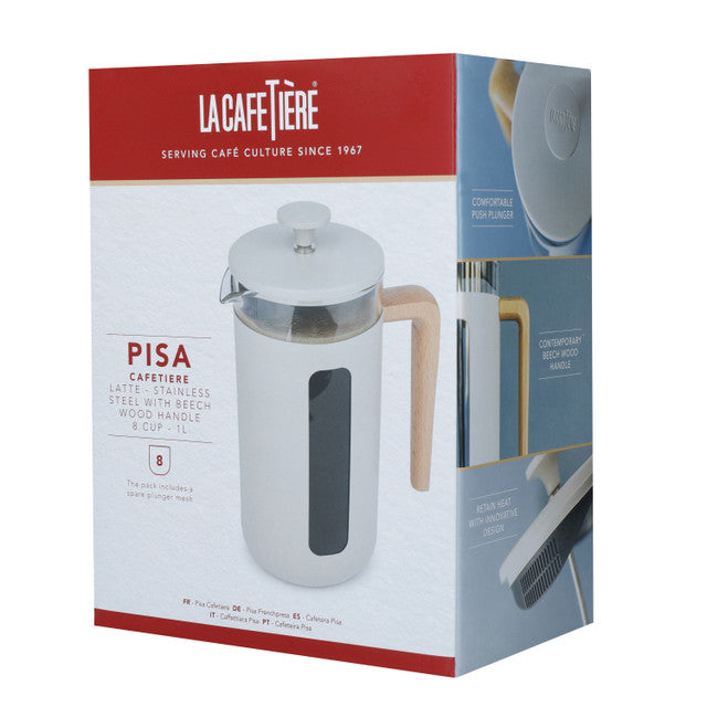 Lc Pisa 8 Cup Cafetiere Latte Wood Handle
