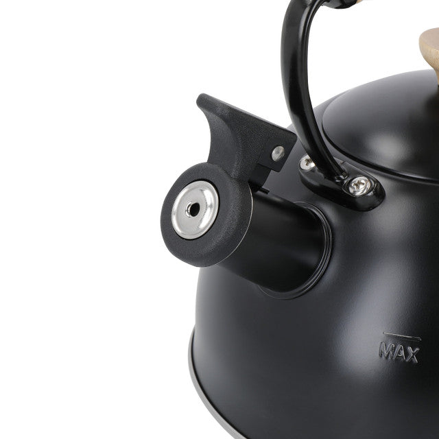 Lc Black Whistling Kettle With Wooden Handle, 1.6L