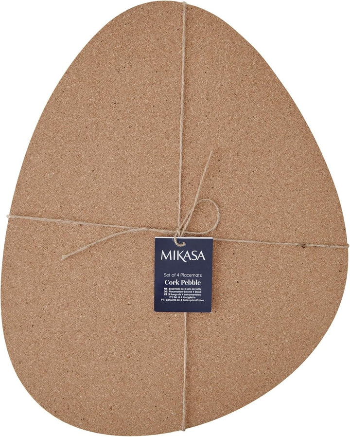 Pebble-Shaped Cork Placemats, Set Of 4, Natural, 38 X 30Cm