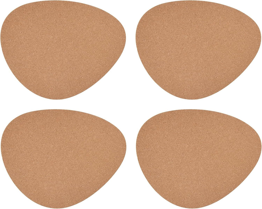 Pebble-Shaped Cork Placemats, Set Of 4, Natural, 38 X 30Cm